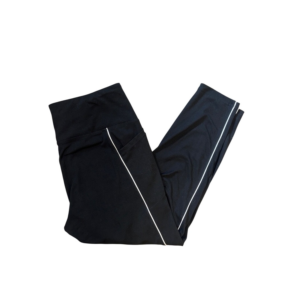 DSG High-Waist Black Leggings Contrasting Side Piping and pockets Sz Large gym